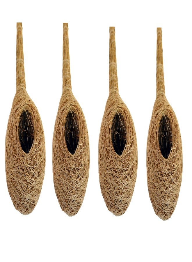 USIRA Safest Round Organic Bird nest Purely Handmade Sparrow/Small Birds,Natural Vetiver Root Bird Nest with 1 Artificial Bird Combo Pack of 4 - Image 1